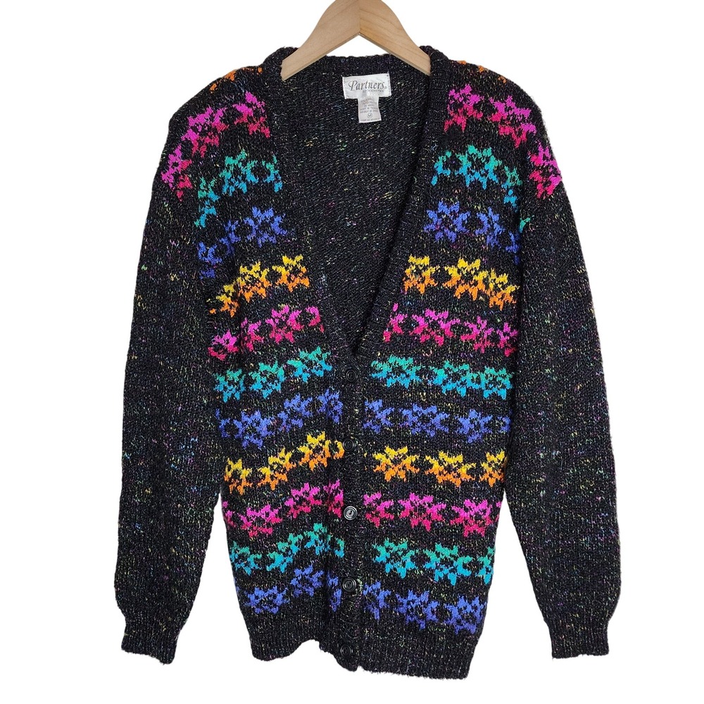 Partners by Mervyns Sweater Women's Medium Cardigan Vintage Long Sleeve‎ Rainbow